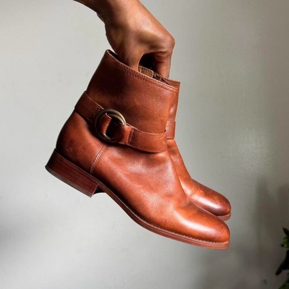 FRYE AND CO. Brown Leather Cowboy Boots buckle